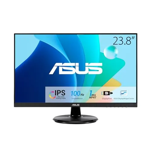 ASUS Eye Care VA24DQFR - 24 Zoll Full HD Monitor - Rahmenlos, Flicker-Free, Blaulichtfilter, Adaptive-Sync - 100 Hz, 1ms MPRT, 16:9 IPS Panel, 1920x1080 - DisplayPort, HDMI, D-Sub, Speaker