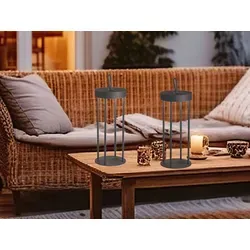 2er SET Outdoor Tischlampen Laterne 36cm Schwarz - Kabellos & Dimmbare LED - Lampen: Elegante, kabellose Tischleuchten mit innovativem Sensorschalter und 7 Stunden Leuchtdauer für stimmungsvolle Beleuchtung im Freien.
