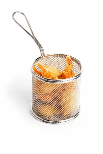Miniatur Snack Frittierkorb mini rund Ø 9 cm Edelstahl Pommes Frites servieren
