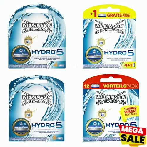 Wilkinson Hydro5 Rasierklingen - Auswahl von 1 bis 24 Stück - Hochwertige Rasierklingen für den Hydro5, erhältlich in verschiedenen Mengen. Ideal für eine gründliche und sanfte Rasur für Männer und Unisex. Kompatibel mit Wilkinson Sword.