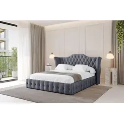 ALTDECOR Polsterbett MODY 120x200 Dunkelgrau mit Bettkasten - Modernes Polsterbett mit Stauraum für eine stilvolle und funktionale Schlafzimmergestaltung. Das hohe Kopfteil bietet Komfort und der geräumige Bettkasten sorgt für Ordnung. Ideal für kleine und große Räume.