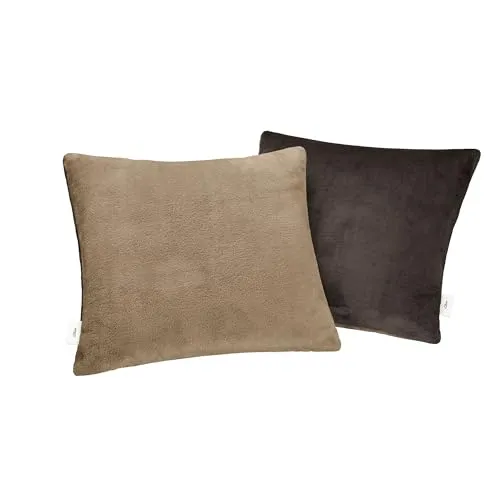 s.Oliver Doublesoft Kissenbezug 50x50 cm - super kuschelig & weich, Polyesterflausch 2 Stück Dunkelbraun