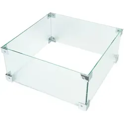 MANIA Schutzglas für Einbaumodell 40 x 40 x 17 - Gartentische - Quadratisches Schutzglas aus Glas, das Wind ab hält und vor versehentlichen Verbrennungen schützt. Ideal für Mania Feuertische, sorgt für Sicherheit und stilvolles Ambiente.
