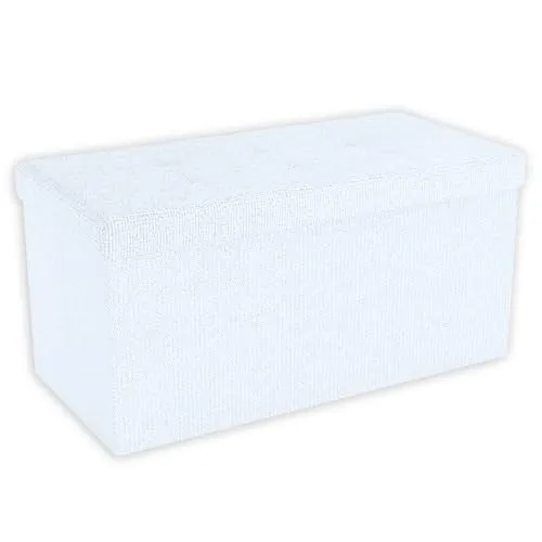 Intirilife Faltbare Sitzbank 76x38x38 cm in SCHNEE WEIß - Multifunktionale Aufbewahrungsbox - Sitzbänke: Elegante Sitzbank und praktische Aufbewahrungsbox in einem, ideal für Ordnung und zusätzliche Sitzgelegenheit - belastbar bis 80 kg.