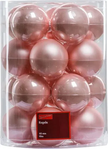 TrendLine Christbaumkugeln 20 Kugeln Ø 6 cm Glas Rosa Weihnachtskugeln