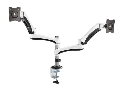 RICOO Monitor Halterung Tisch Gasdruckfeder für 13-27 Zoll - VESA Tischhalterung für 2 Monitore, höhenverstellbar und drehbar für optimale Ergonomie im Home Office oder Gaming Setup.