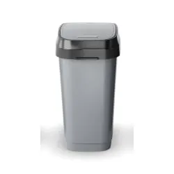 Keter Germany GmbH KIS DUAL SWING Mülleimer, 25 Liter, Abfalleimer mit klapp- und schwingbarem Deckel, Farbe: grau / anthrazit 241513