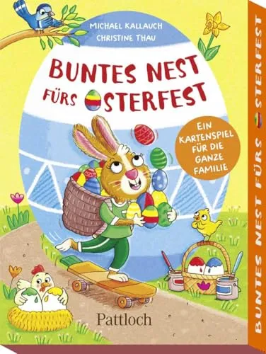 Buntes Nest fürs Osterfest: Familien-Kartenspiel für 2-4 Personen - Entdecken Sie das bunte Nest fürs Osterfest! Dieses unterhaltsame Kartenspiel ist ideal für die ganze Familie und sorgt für Spaß bei 2-4 Spielern ab 5 Jahren. Perfekt als Geschenk zu Ostern!
