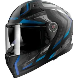 LS2 VECTOR II ALIZER Motorradhelm - Matt Black Blue, M - Motorradhelm mit HPFC-Glasfaserschale für höchste Sicherheit und geringes Gewicht, ideal für komfortable Fahrten. ECE 22.06-zugelassen mit Anti-Kratz-Visier und ausgezeichneter Belüftung.