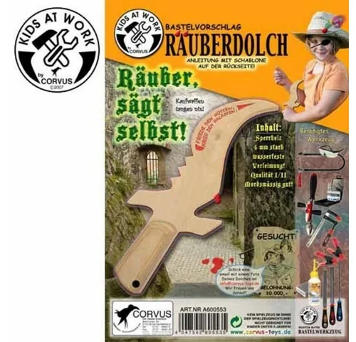 Corvus Experimentierkasten Bastelvorschlag Räuberdolch (mit Sperrholzplatte)