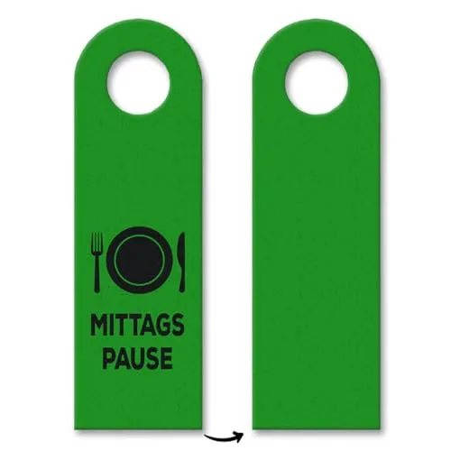 trendaffe - Büro Türhänger in Grün mit Essen Motiv und Spruch: Mittagspause Arbeit Bürotüre