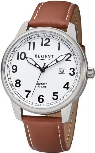 Regent Quarzuhr F-1256 - Elegante Armbanduhr mit braunem Armband, ideal für jeden Anlass und zeitlos im Design.