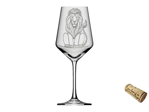 eXODA Weinglas Weinglas Löwe - anmutiges Tier 350ml Füllmenge spülmaschinenfest, Glas, Atemberaubende Darstellung