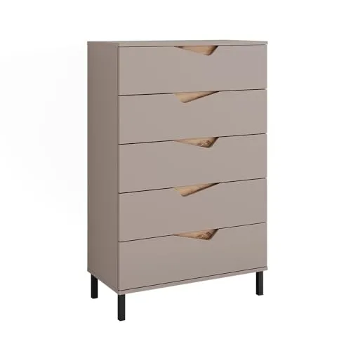 Vicco Kommode Marelle in Greige/Artisan, 76 x 120 cm mit 5 Schubladen