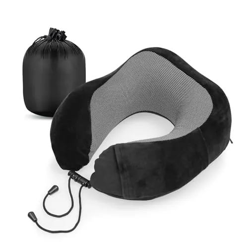 Cozyor Nackenkissen klein & kompakt, mit Memory Foam, verstellbarem Verschluss & praktischer Tasche, Nackenhörnchen bequem für Flugzeug & Reisen für Kinder & Erwachsene