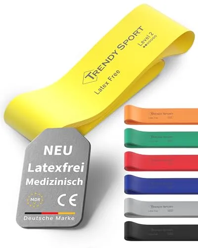 TRENDY SPORT Widerstandsband 2,5m latexfrei – Level 2 Leicht – hochwertiges Fitnessband für Reha, Physiotherapie & leichtes Training – rutschfest, puderfrei