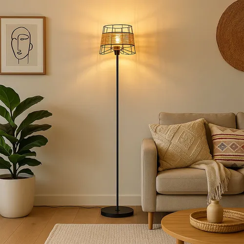 Boho Stehlampe Rattanoptik 150cm