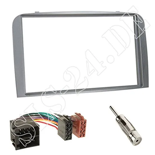 Doppel-DIN 2-DIN Blende Einbaurahmen Radioblende anthrazit + ISO Radio Verlängerung für Alfa 147 (Typ 937) 12/2000-2010 / Alfa GT (Typ 937) 01/2004-04/2010 - für Modelle OHNE Aktiv-Soundsystem