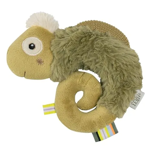 Fehn Ring-Greifling Chamäleon – Motorik-Spielzeug mit Rassel – fördert spielerisch das frühkindliche Lernen – treuer Begleiter für Babys und Kleinkinder ab 0+ Monaten