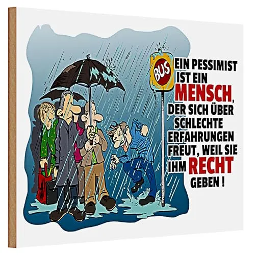 Humorvolles Holzschild 'Pessimist Definition' | Lustiges Geschenk für Freunde & Kollegen | Dekoration für Büro und Zuhause | 20 cm x 30 cm
