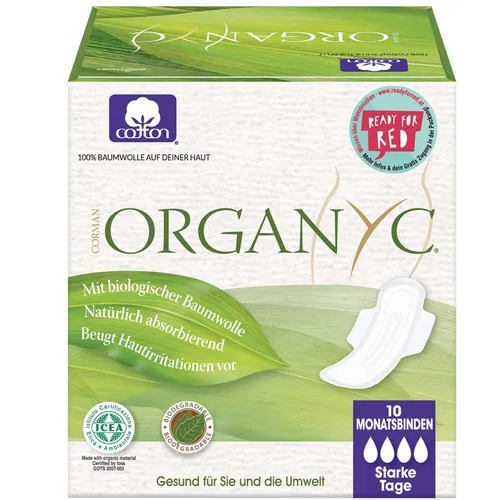 Organyc Damenbinden Nacht 10 Stück   1 Stk.