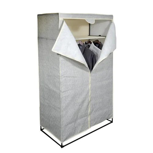 Kleiderschrank Stoffschrank Faltschrank grau 90x50x160 cm - Kleiderschrank aus robustem Vlies, ideal für platzsparende Aufbewahrung im Schlafzimmer – stilvoll und funktional.