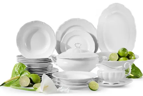 Konsimo® Tafelservice - Elegantes Geschirrset in Weiß - Essen & Trinken, Hochwertiges Hartporzellan für zeitlose Eleganz, spülmaschinen- und mikrowellengeeignet, ideal für jeden Anlass.