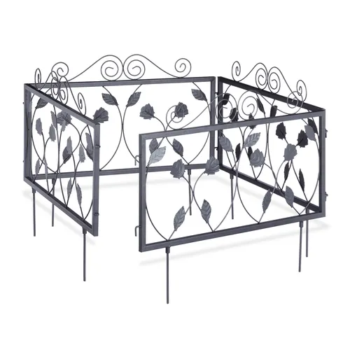 Nostalgischer Beetzaun Beetumrandung - Flexibel & Dekorativ - Kanteneinfassungen aus robustem Metall, 225 cm breit und 47 cm hoch, ideal für die Gestaltung Ihres Gartens mit nostalgischem Flair.