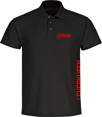 multifanshop Poloshirt - Leverkusen, schwarz, Größe S - Poloshirt für Leverkusen-Fans, aus 100% Baumwolle, einlaufvorbehandelt und mit langlebigem Druck. Ideal als Geschenk oder für den eigenen Fan-Stil!