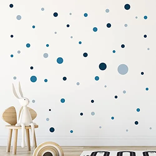 WANDKIND Kreise Set 120 Stück Wandtattoo für Babyzimmer V283 Aufkleber Sticker Kreis Wandaufkleber Kinderzimmer Punkte Dots Klebepunkte in verschiedenen Farben (Blau)