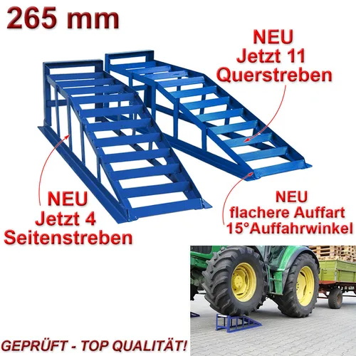 Auffahrrampe PKW 2 x blau - 2000 kg Spezialrampe - Transportgeräte & Rampen - Robuste Stahlauffahrrampe mit 2000 kg Tragfähigkeit, ideal für Arbeiten am Fahrzeug. Sicher und einfach in der Handhabung, jedoch ohne Bodenkrallen.
