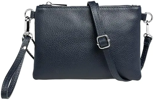 Caspar Clutch Kleine Leder Clutch Damen Abendtasche in blau von Caspar