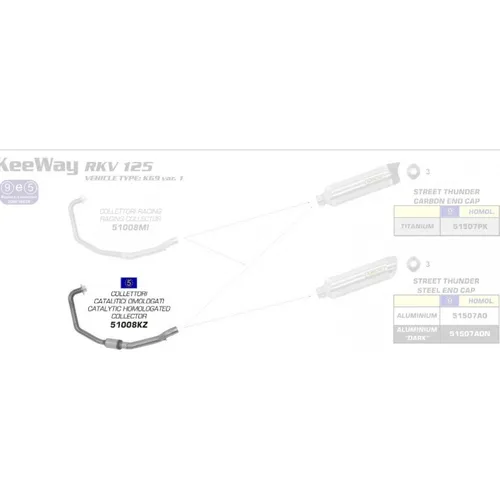 Auspuffkrümmer mit Katalysator Arrow ohne ABE für Keeway RKV 125 ccm Bj. 2015