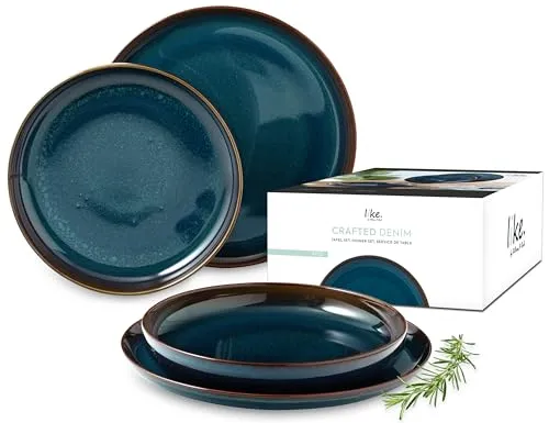 Villeroy & Boch Tafelgeschirr 4tlg. - Crafted Denim Premium Porcelain - Geschirr-Set aus braunem, spülmaschinen- und mikrowellenfestem Premium Porzellan, ideal für stilvolle Tischdekoration.