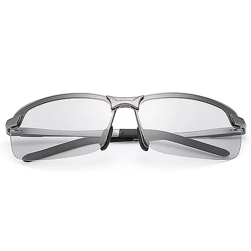 MIRYEA Herren Photochromatisch Sportbrille Polarisiert Sonnenbrille UVA UVB Brillen (3043-Grau)