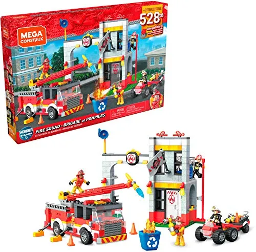Mega Construx Feuerwehr Fire Station Bauset - Konstruktionsspielzeug für Kinder ab 5 Jahren, fördert Kreativität und motorische Fähigkeiten mit kompatiblen Bausteinen für MEGA und LEGO.