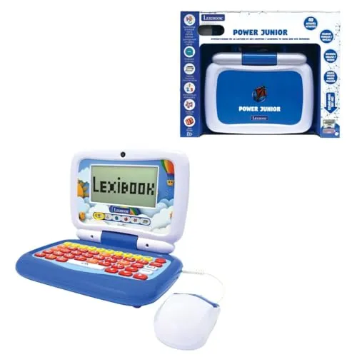 Lexibook, Power Junior, zweisprachiger Lern-Laptop, Französisch/Englisch, mit 40 Aktivitäten, darunter eine Neue Art, Lesen und Zählen zu Lernen, JC398i1