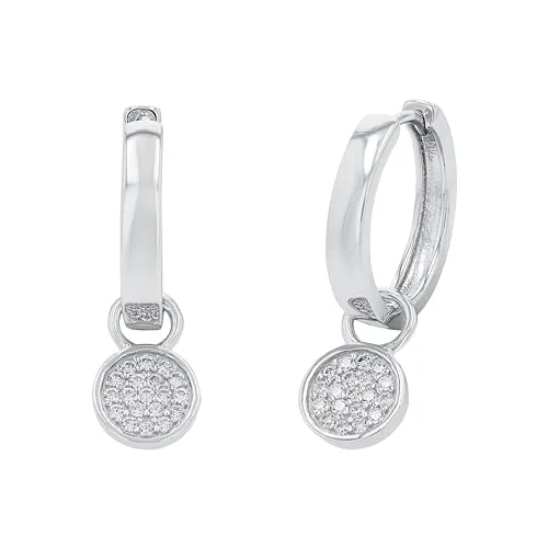 Amor Creolen 925 Sterling Silber mit Zirkonia - Hochwertige Ohrringe aus 925 Sterling Silber, verziert mit 38 funkelnden Zirkonia-Steinen, ideal für besondere Anlässe und stilvolle Akzente.