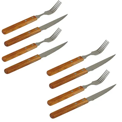 Steakbesteck Pizzabesteck mit Holzgriff - 8 teilig