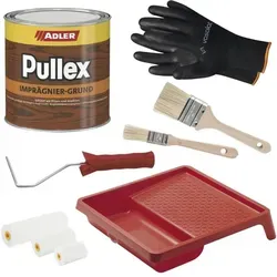 Adler Pullex Imprägniergrund - Effektive Holzgrundierung mit Pinsel & Lackroller Set - Lacke, Versiegelungen & Beizen – Schützt Holz optimal vor Bläue, Pilzen und Insekten. Umweltfreundlich und ideal für Holzhäuser und Fensterläden.