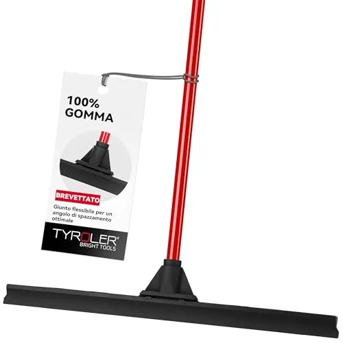 Tyroler Wasserschieber Bodenabzieher 60cm Gummi-Lippe mit Abzieher Boden | Wasserschieber mit Stiel 4-teiligem Griff 140cm | Wasserabzieher Boden geeignet für alle Oberflächen, Abzieher Dusche Boden