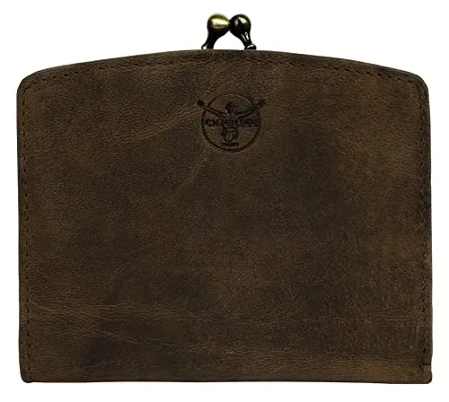 Chiemsee kleine Geldbörse im Querformat aus Echtleder für Damen - Damen-Geldbörse im Vintage Look mit RFID-Schutz, 3 Kartenfächern und sicherem Münzfach mit Bügelverschluss. Ideal für unterwegs!