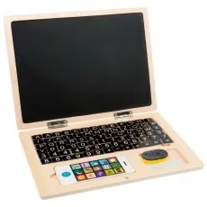 Small Foot Holz-Laptop mit Magnet-Tafel - Kreatives Lernspielzeug für Kinder mit 78 magnetischen Buchstaben und Zahlen, ideal für erste Wörter und Matheaufgaben