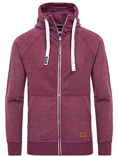 Yazubi Herren Sweatjacke Hoodie mit Reißverschluss Jacob, Rot (Plum Wine 181411), L