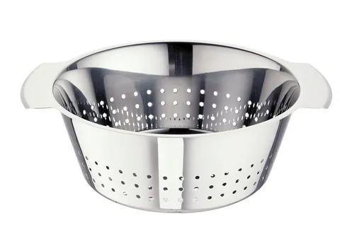 SCHULTE-UFER Seiher Wega, Edelstahl 18/10 - 25 cm - Allzwecksiebe, rostfrei und spülmaschinenfest, perfekt für müheloses Abseihen von Lebensmitteln in der Küche.