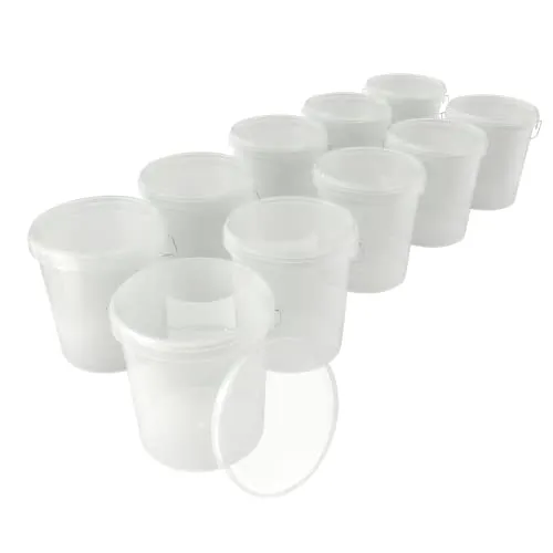 10x Eimer mit Deckel 16 Liter Natur - lebensmittelecht luftdicht und stabil, Leer Eimer mit Griff und Verschluss Deckel für Lebensmittel Chemie Wand Farbe Waschpulver Klebstoffe geeignet