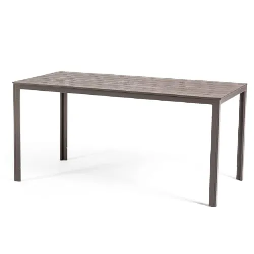 SIEDITI FUORI E DENTRO Gartentisch 156x78 cm - Esstisch für außen mit pulverbeschichtetem Stahlgestell und Holzoptik-Latten aus Polyethylen, ideal für bis zu sechs Personen – perfekt für Garten, Terrasse oder Balkon.