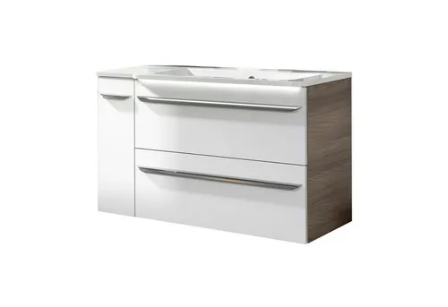 FACKELMANN Badmöbel-Set LUXOR 3-teilig 100 cm, Braun/Weiß mit Unterschrank