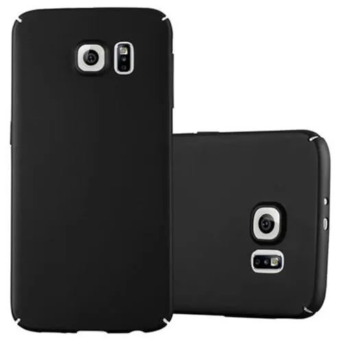Cadorabo Hülle kompatibel mit Samsung Galaxy S6 Schutzhülle TPU Silikon Case Metallic Design Anti Rutsch Slim Kratzfest Stabiles Hardcase mit Rundumschutz Case Hülle für Galaxy S6 in Schwarz