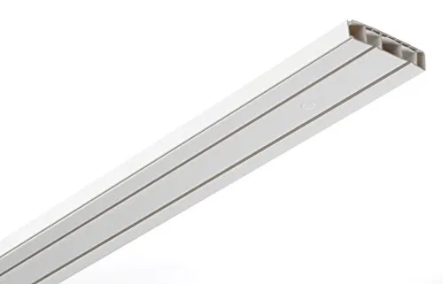 GARDINIA Vorhangschienen-Set, 2-läufig 120 cm - Ein komplettes Set für stilvolle Vorhänge: 2 Vorhangschienen, Rollringe und Befestigungsmaterial enthalten. Ideal für große Fensterfronten, einfach zu montieren – Qualität made in Germany.
